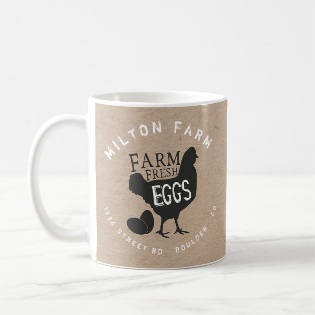 Taza De Café Huevos frescos de granja Kraft monograma (Izquierda)