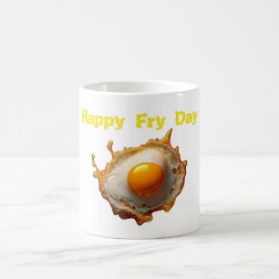Taza De Café Huevos Fritos con la Yema hacia Arriba Feliz Día d