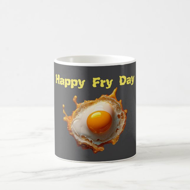 Taza De Café Huevos fritos Sunny side Up Happy Fry Day (Centro)