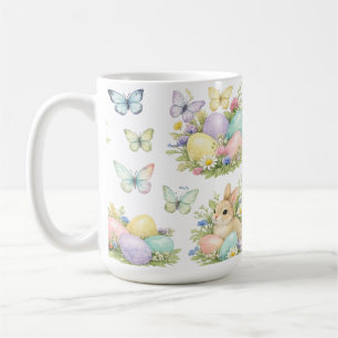 Taza De Café Huevos y conejos de Pascua de pastel Flores y mari