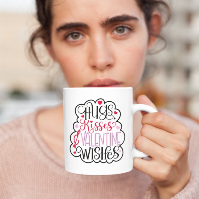 Taza De Café Hugs, kisses and Valentine Wishes, Hearts, Love 2  (Subido por el creador)