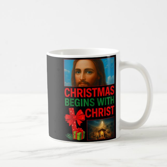 Taza De Café Hugvyn Christmas Begins With Christ Jesus Cross Ch (Derecha)