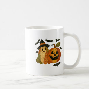Taza De Café Hugvyn Halloween Parche Preppy Floral Calabaza A