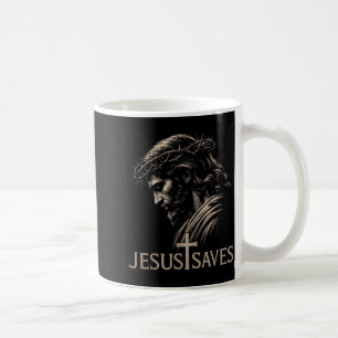 Taza De Café Hugvyn Jesús salva la fe cristiana minimalista Cru