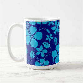 TAZA DE CAFÉ HULA HAWAIANA (HIBISCO) AZUL OSCURO/CLARO