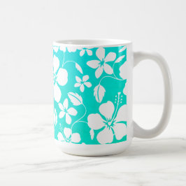 TAZA DE CAFÉ HULA HAWAIANA (HOJAS VERDES) VERDE AZULADO CAFÉ MU