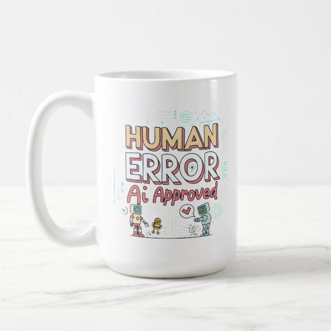Taza De Café Human Error AI Approved Robot Art (Izquierda)