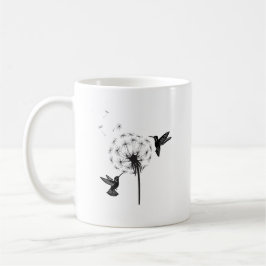 Taza De Café Hummingbird and Dandelion Flower Nature Art