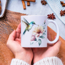 Taza De Café Hummingbird Armonía con Hibiscus Elegante