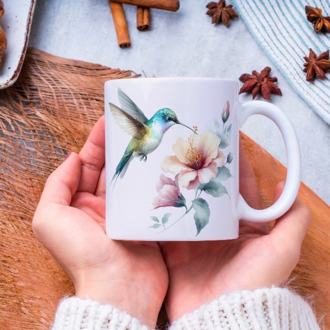 Taza De Café Hummingbird Armonía con Hibiscus Elegante (Subido por el creador)