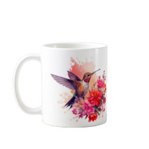 Hummingbird con flores café Mug