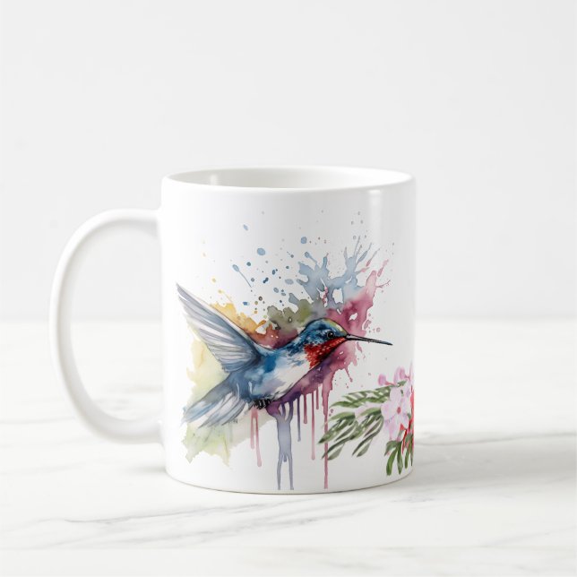 Taza De Café Hummingbird & Flowers Coffee Mug | Mugs acuarelas (Izquierda)
