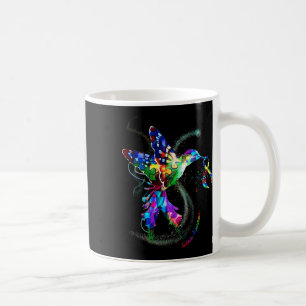 Taza De Café Hummingbird Holding Puzzle Ribbon Autism Awareness