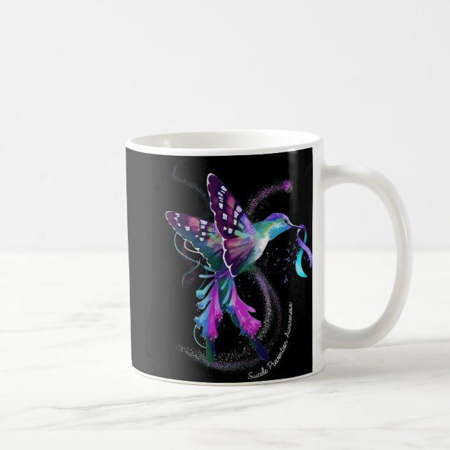 Taza De Café Hummingbird Purple Blue Ribbon Suicide Prevention  (Derecha)