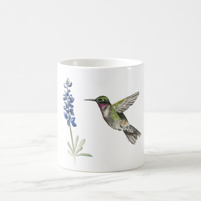 Taza De Café Hummingbird y Bluebonnet (Centro)