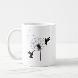 Taza De Café Hummingbird y Dandelion Flower Nature Art