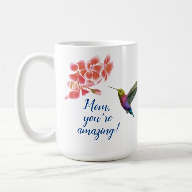 Taza De Café Hummingbird y Flores Mamá (Izquierda)
