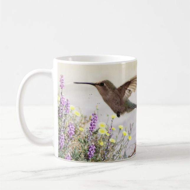 Taza De Café Hummingbird y Wildflowers Arte Digital (Izquierda)