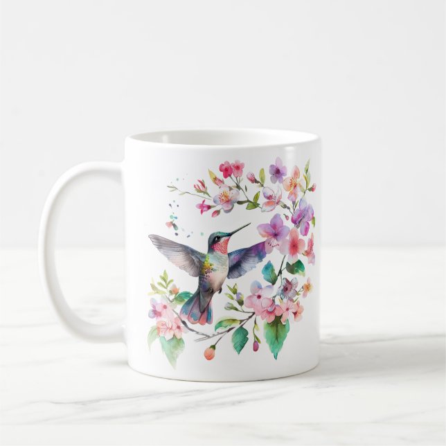 Taza De Café Hummingbirds Floral Wreath (Izquierda)