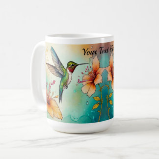Taza De Café Hummingbirds Flowers Personalize