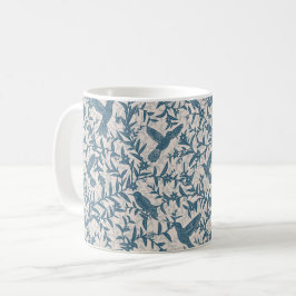 Taza De Café Hummingbirds foliage azul