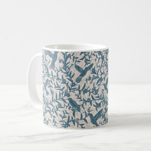 Taza De Café Hummingbirds foliage azul