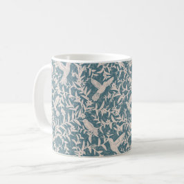 Taza De Café Hummingbirds foliage azul
