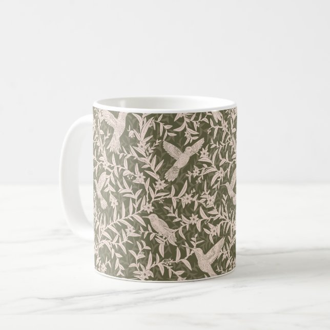 Taza De Café Hummingbirds foliage blanquecino (Anverso izquierdo)