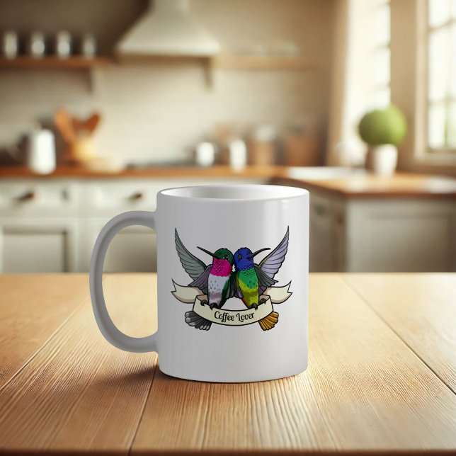 Taza De Café Hummingbirds & Ribbon estilo Tattoo de Café Amante (Subido por el creador)