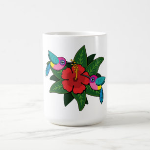 Taza De Café Hummingbirds tierno en el Personalizado de flores 