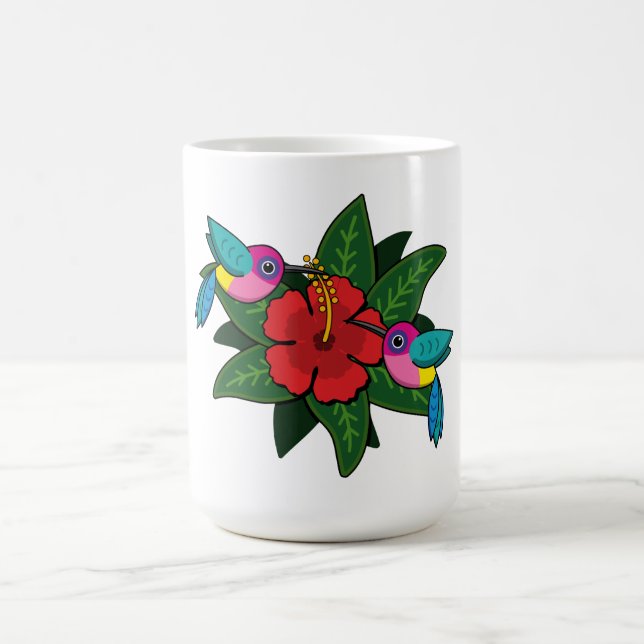 Taza De Café Hummingbirds tierno en el Personalizado de flores  (Centro)