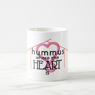 Taza De Café Hummus donde el corazón es tipografía divertida