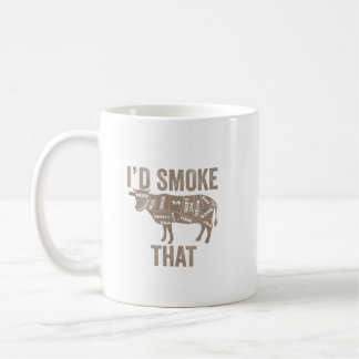 Taza De Café Humo Ese Regalo Bbq De Carne De Vaca. Diseño perfe