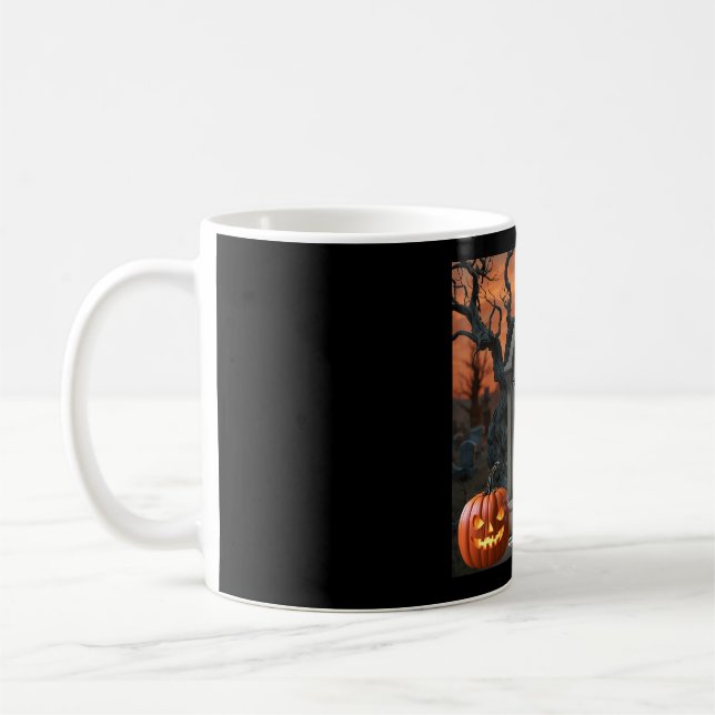Taza De Café Humor de cementerio de Halloween "Myra Maines" (Izquierda)