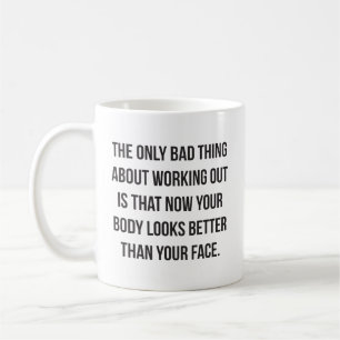 Taza De Café Humor de entrenamiento - cuerpo vs cara - Divertid