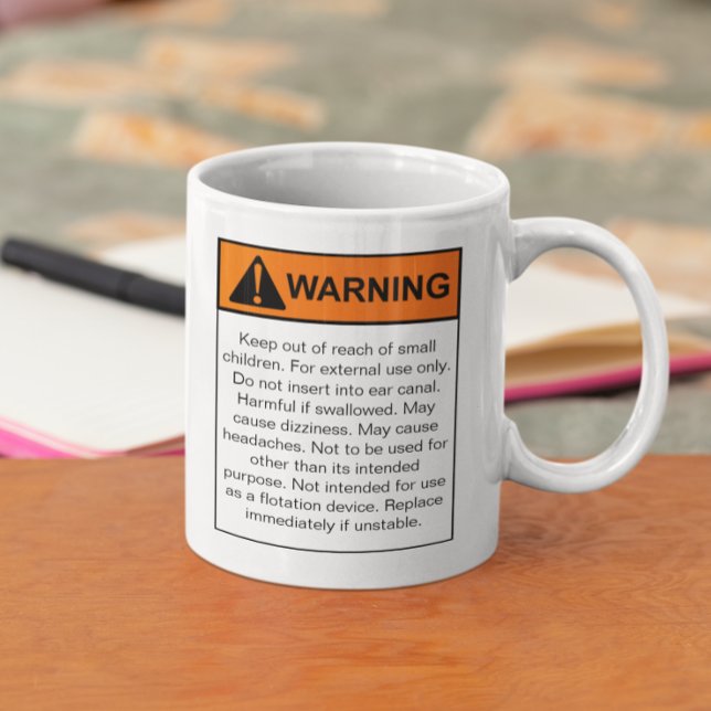 Taza De Café Humor de etiqueta de advertencia divertido (Subido por el creador)