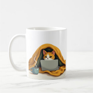 Taza De Café Humor de fortaleza de manta de gato en modo superv