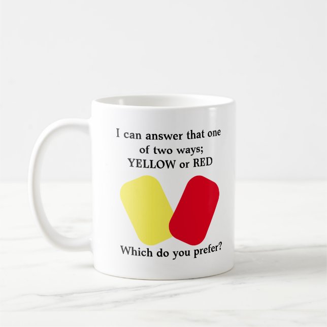 Taza De Café Humor de fútbol con tarjeta roja o amarilla (Izquierda)