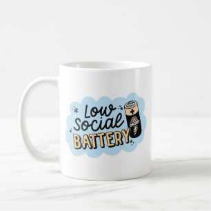 Taza De Café Humor de introvertido con baja batería social