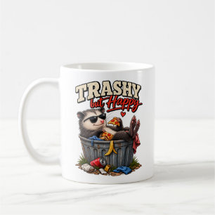 Taza De Café Humor de mapache divertido y feliz