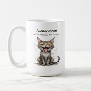 Taza De Café Humor de Menopausia Gato Estresado Enojado