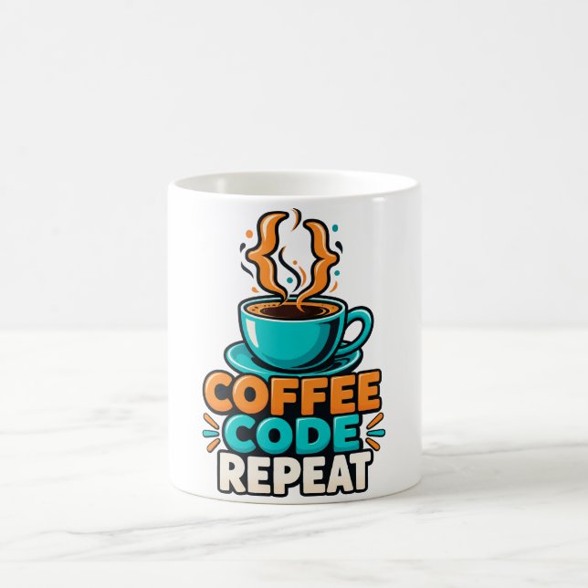 Taza De Café Humor de Programador Café Código Repetir (Centro)
