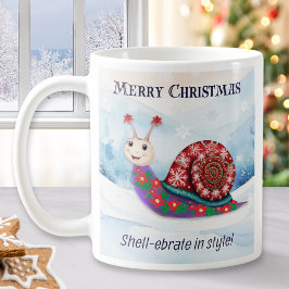 Taza De Café Humor de Pun de Caracol Divertido Feliz Navidad Pe