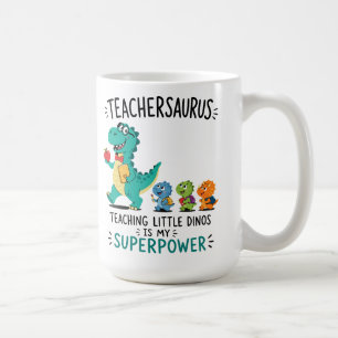 Taza De Café Humor de Teachersaurus con pequeños dinosaurios