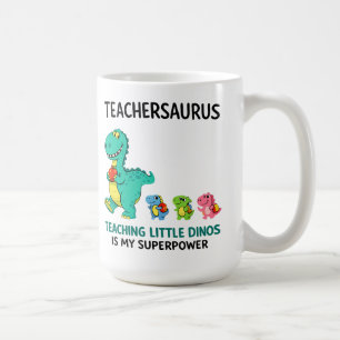 Taza De Café Humor de Teachersaurus con pequeños dinosaurios