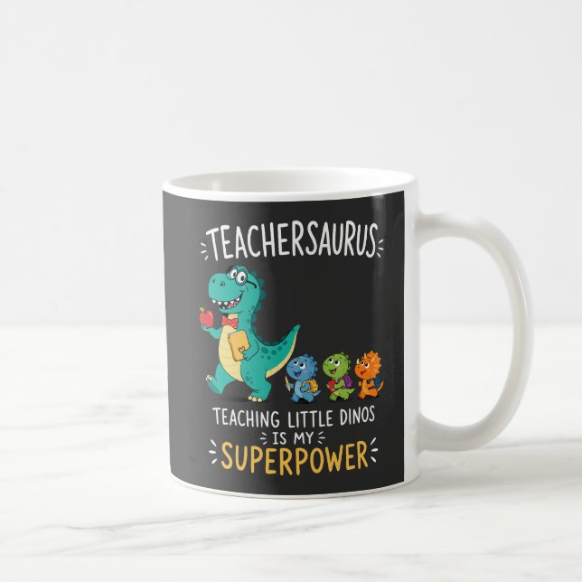 Taza De Café Humor de Teachersaurus con pequeños dinosaurios (Derecha)