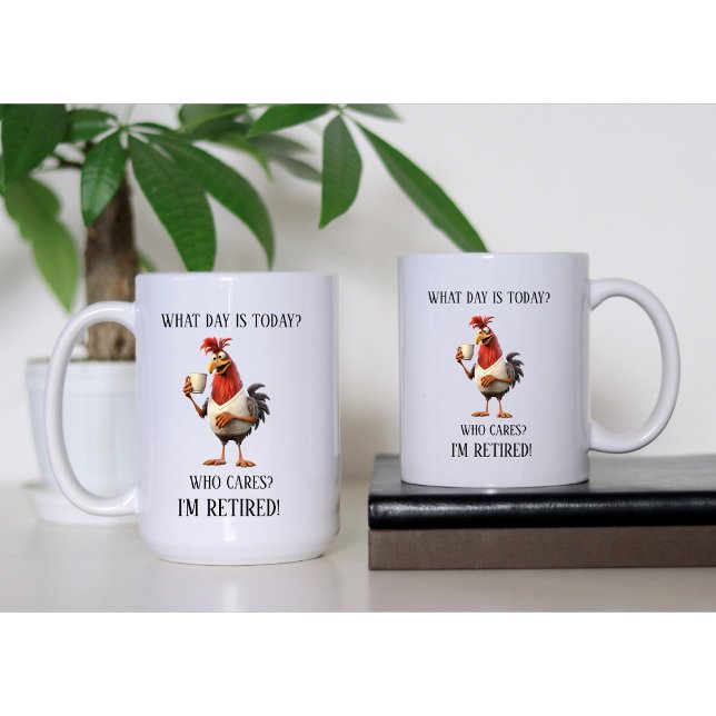 Taza De Café Humor divertido de jubilados qué día es hoy (Subido por el creador)