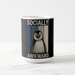 Taza De Café Humor Retro de Pingüino Socialmente Incómodo