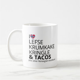 Taza De Café Humor sobre comida escandinava Lefse y Tacos