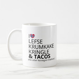 Taza De Café Humor sobre comida escandinava Lefse y Tacos